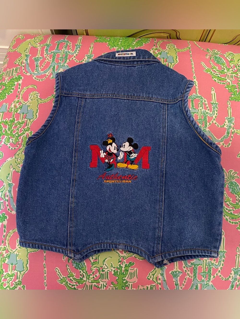 vintage Disney mickey & co kids denim embroidered vest size 14/16